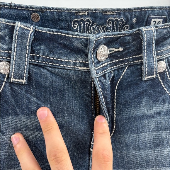 Miss me buckle Y2K 2000s beaded embroidered bling cross wings size 29x34.5 long - Picture 8 of 12